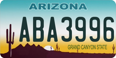 AZ license plate ABA3996