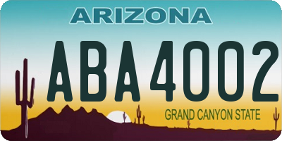 AZ license plate ABA4002