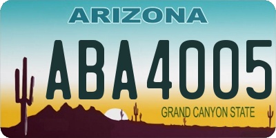 AZ license plate ABA4005