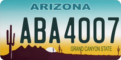 AZ license plate ABA4007