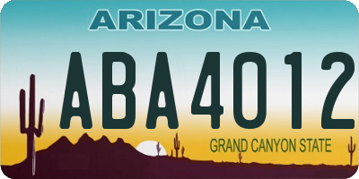 AZ license plate ABA4012