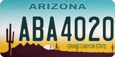 AZ license plate ABA4020