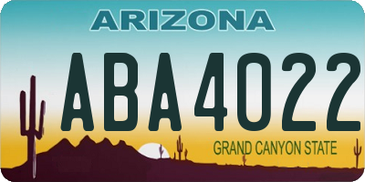 AZ license plate ABA4022