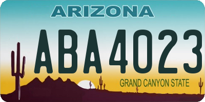 AZ license plate ABA4023