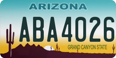 AZ license plate ABA4026