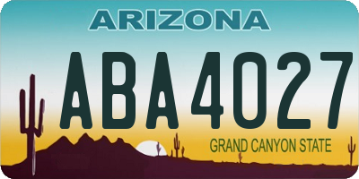 AZ license plate ABA4027