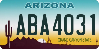 AZ license plate ABA4031