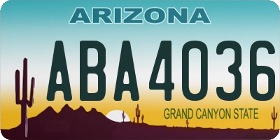 AZ license plate ABA4036