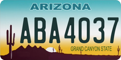 AZ license plate ABA4037