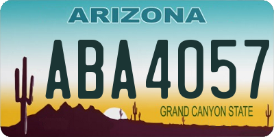 AZ license plate ABA4057