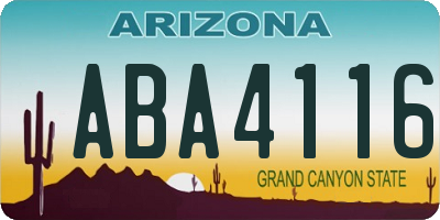 AZ license plate ABA4116