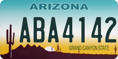 AZ license plate ABA4142