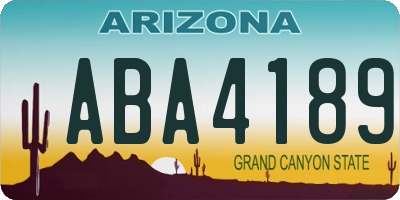 AZ license plate ABA4189