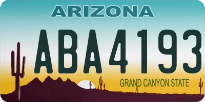 AZ license plate ABA4193