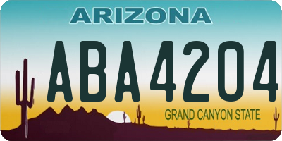 AZ license plate ABA4204
