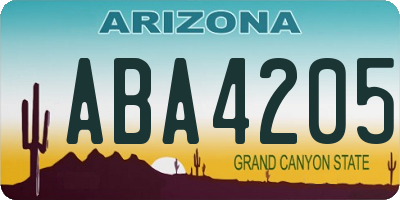 AZ license plate ABA4205