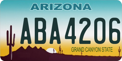 AZ license plate ABA4206