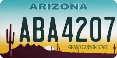 AZ license plate ABA4207