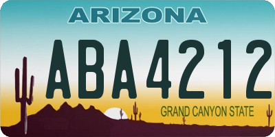 AZ license plate ABA4212