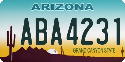 AZ license plate ABA4231