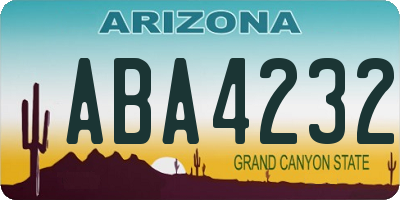 AZ license plate ABA4232