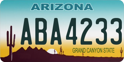 AZ license plate ABA4233