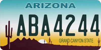 AZ license plate ABA4244