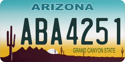 AZ license plate ABA4251