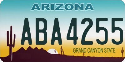 AZ license plate ABA4255