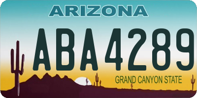 AZ license plate ABA4289