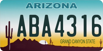 AZ license plate ABA4316