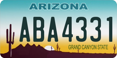 AZ license plate ABA4331