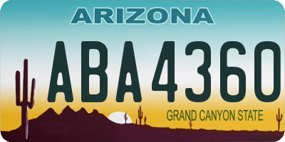 AZ license plate ABA4360