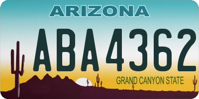 AZ license plate ABA4362