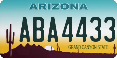 AZ license plate ABA4433