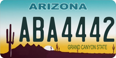 AZ license plate ABA4442