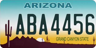 AZ license plate ABA4456