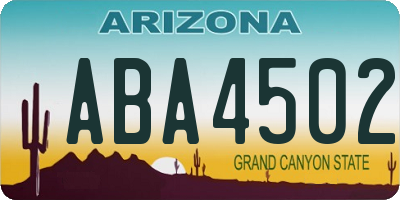 AZ license plate ABA4502