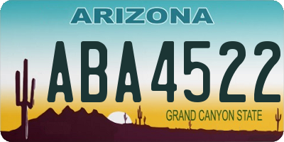 AZ license plate ABA4522