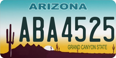 AZ license plate ABA4525