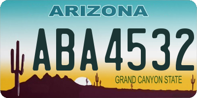 AZ license plate ABA4532