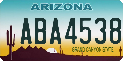 AZ license plate ABA4538