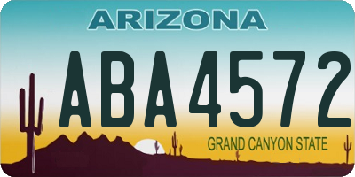 AZ license plate ABA4572