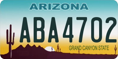 AZ license plate ABA4702