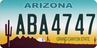 AZ license plate ABA4747
