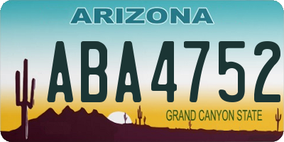 AZ license plate ABA4752