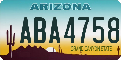 AZ license plate ABA4758