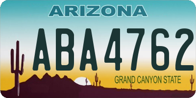 AZ license plate ABA4762