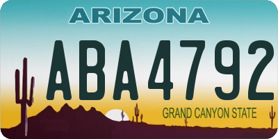 AZ license plate ABA4792