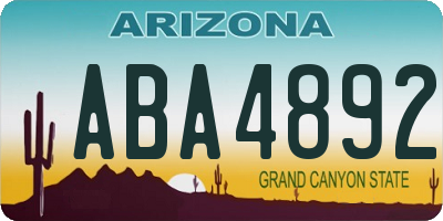 AZ license plate ABA4892